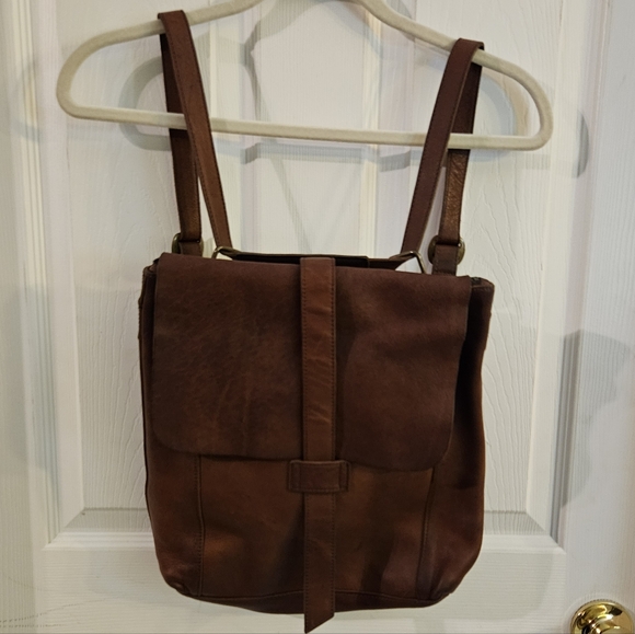 Duluth Trading Co Handbags - Duluth Trading Lifetime Leather Convertible Backpack Shoulder Bag Brown